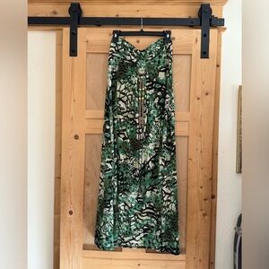 Elegant Green Patterned Halter Dress